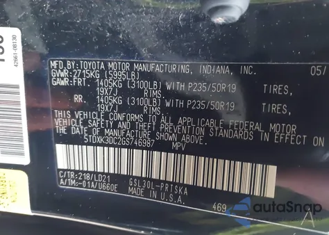 2016 Toyota Sienna Se 8 Passenger from USA, damaged, VIN 5TDXK3DC2GS746987